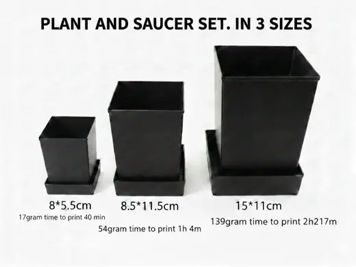 plant pots and plant saucers, in 3 sizes