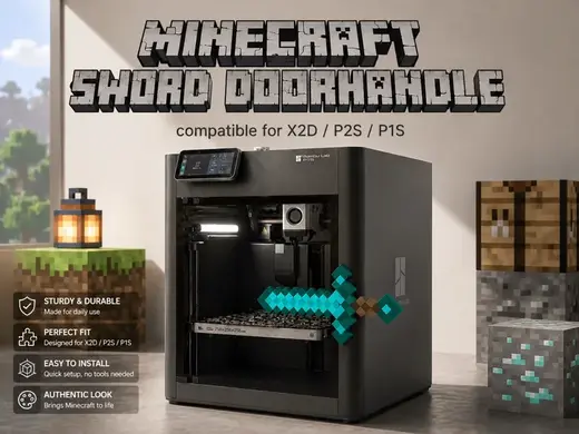 Minecraft sword doorhandle for X2D / P2S / P1S