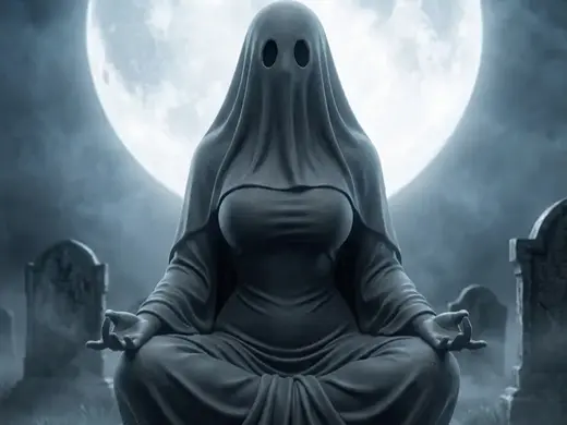 Veiled Female Ghost Meditating Figure