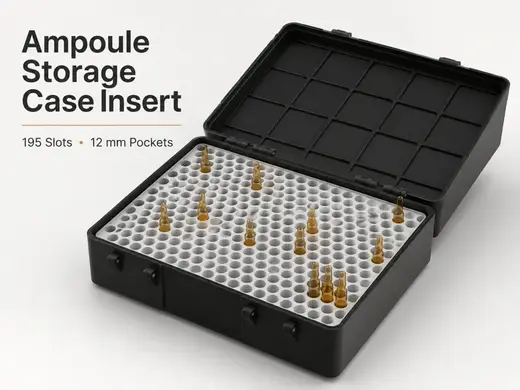 Ampoule Storage Case – 195 Slots, 12 mm Pockets