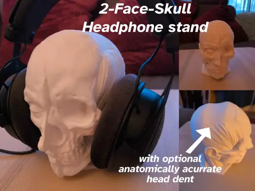 2-Face-Skull Headphone Stand