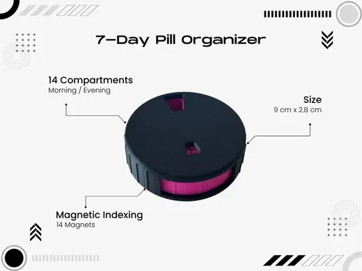 7-Day Pill Organizer with 14 Compartments