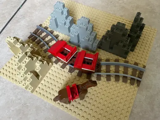 S-turn Roller coaster track, 16x4 with rail ties