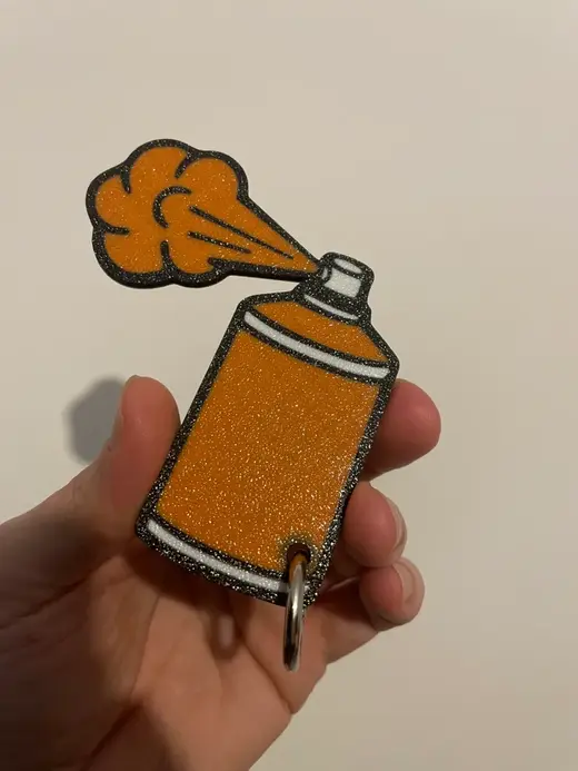 Paint spray color graffiti keychain