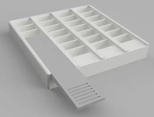 Pill box with sliding lid, 4 weeks capacity