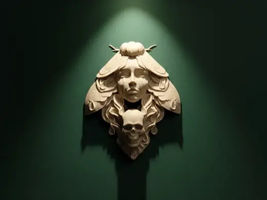 Moth Maiden - Gothic Wall Relief Stummes Echo