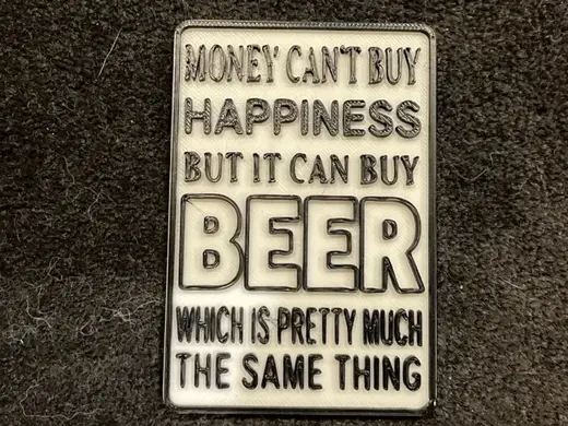 Beer Fridge Magnet / Sign -Beer cant buy happiness