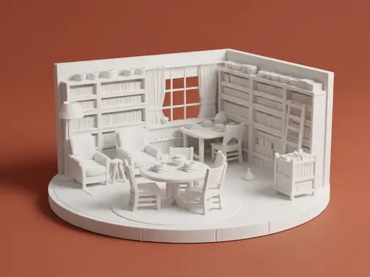 Cozy Library Room Miniature Scene