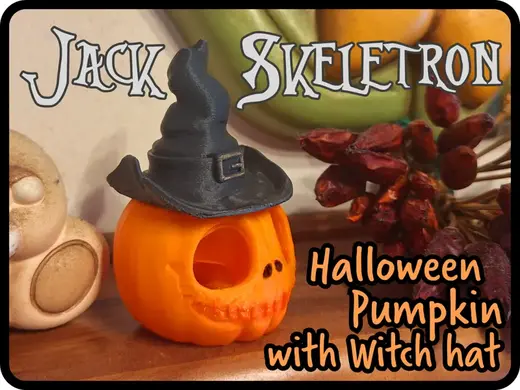 Jack Skellington Halloween pumpkin with Witch Hat