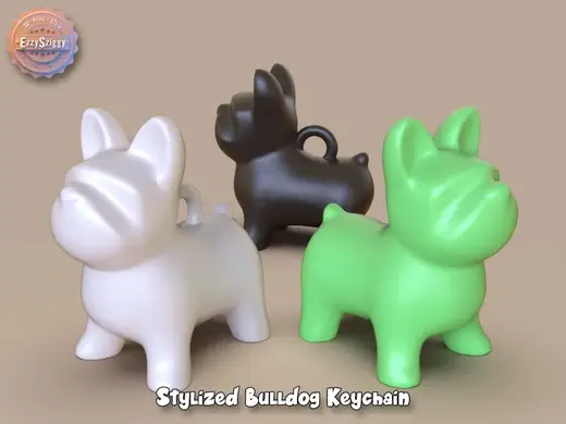 Stylized Bulldog Keychain