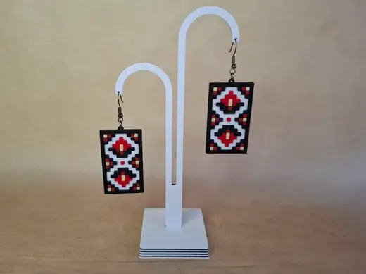 Pixel Vyshyvanka Earrings | Ukrainian Folk Style