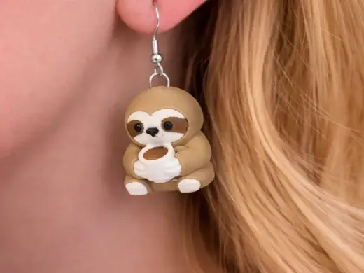 Cozy Coffee Sloth Earrings