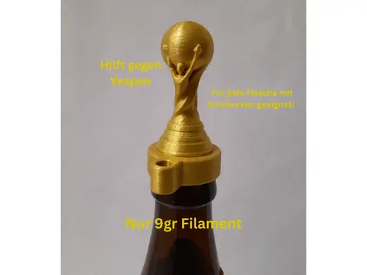 Bottelstopper with trophy soccer world cup