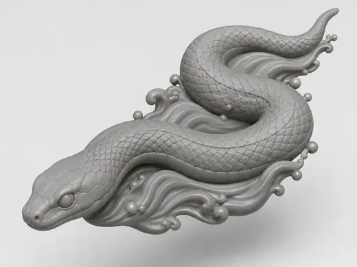 Snake swiming through water