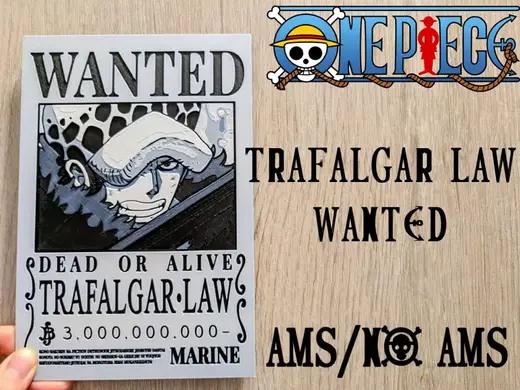 Law Wanted Poster One Piece Hueforge 3 Colores
