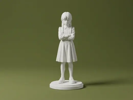 Wednesday Addams Cartoon Style 3D Model