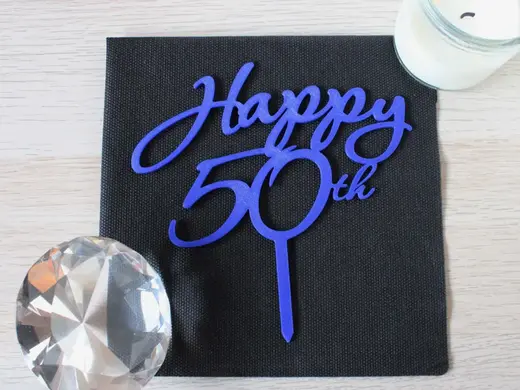 Happy 50th Birthday Cake Topper - Elegant Design