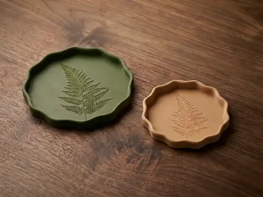 Scalloped Fern Catch All Tray & Bowl