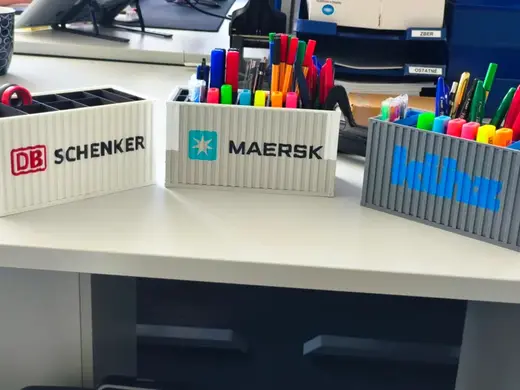 Shipping container desk organizer