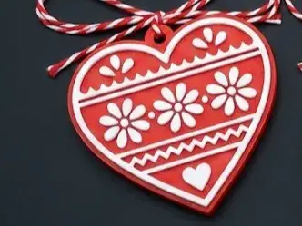 Folk Art Heart Keychain /Traditional Pattern Charm