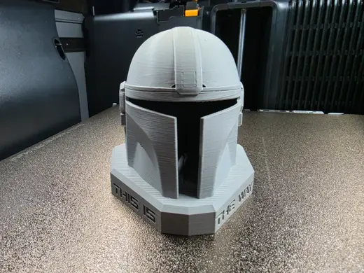 Mandalorian Helmet On Base "This is the Way"