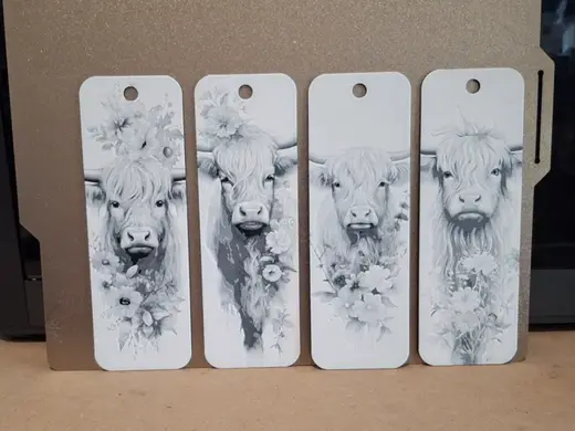 Set of 4 highland cow bookmarks