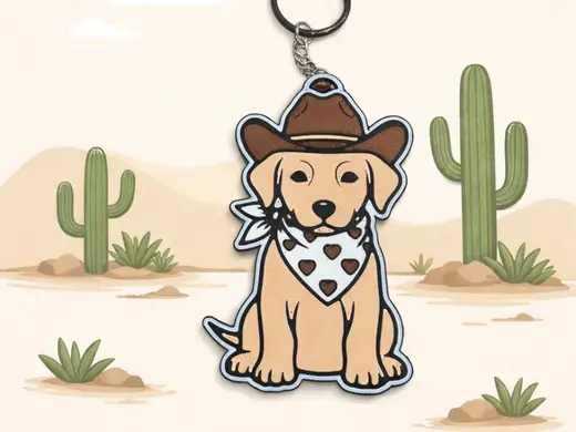 Cowboy Dog Keychain