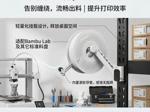 A2L打印机货架安装版本料盘架支持原装料盘架侧面货架柱安装减少高度占用A1没有试过这种多孔结构的货架