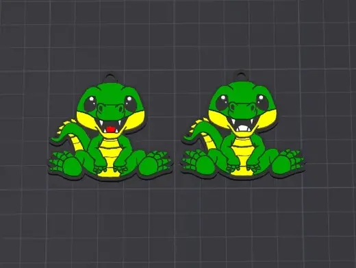 cute animal , cleo the croc multicolor keychain / necklace pendant