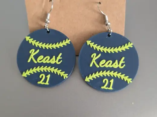 Baseball name and number earrings