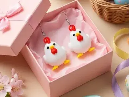 Cute Chicken Earrings - Kawaii AMS Print
