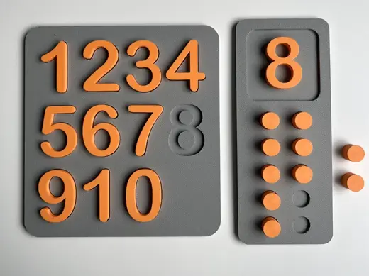 Numbers puzzle and counting tray for toddlers