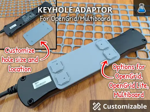 OpenGrid / Multiboard Keyhole Adaptor Plate