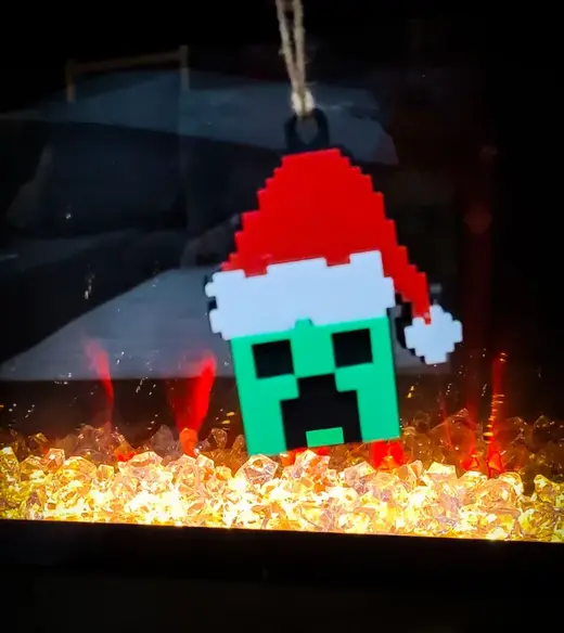 Minecraft Creeper Santa Ornament