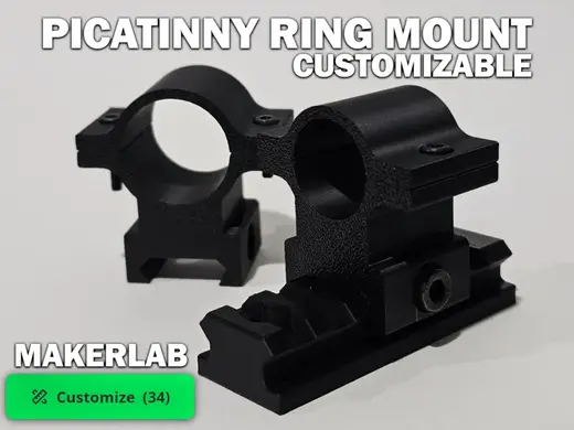 Customizable Picatinny Ring Mount - Flashlight etc