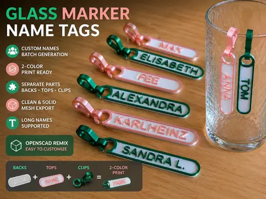 Custom Glass Marker Name Tags (2-Color)