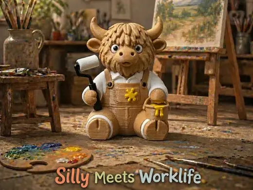 Painter Highland Cow - Silly Meets Worklife