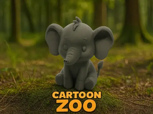 Cute Cartoon Elephant - Cartoon Zoo