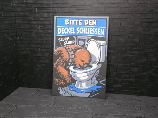 Toiletten Schild Bitte den Deckel schließen