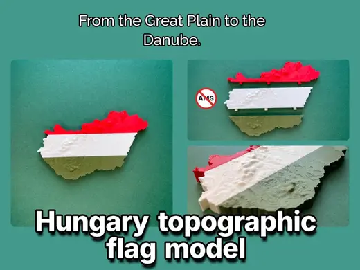 Hungary topography flag model Magyarország