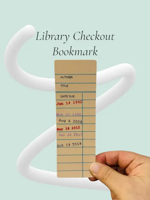 Library Checkout Card Bookmark