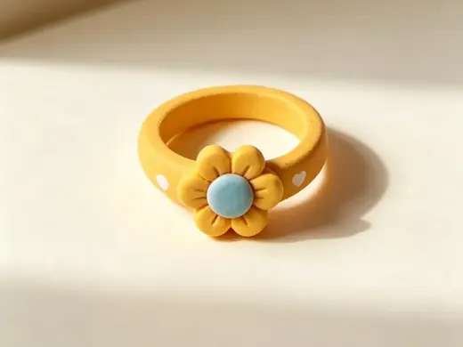 金色太阳花戒指-可爱儿童戒指-公主首饰过家家女童玩具