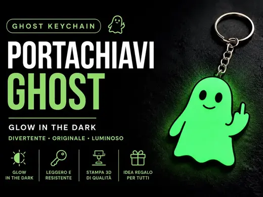 Glow-in-the-Dark Ghost Middle Finger Keychain
