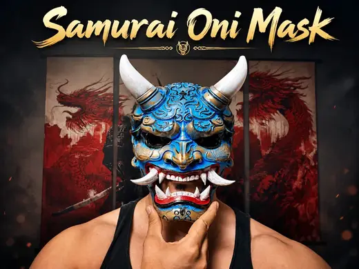 Samurai Oni Mask - Wearable Japanese Demon Mask