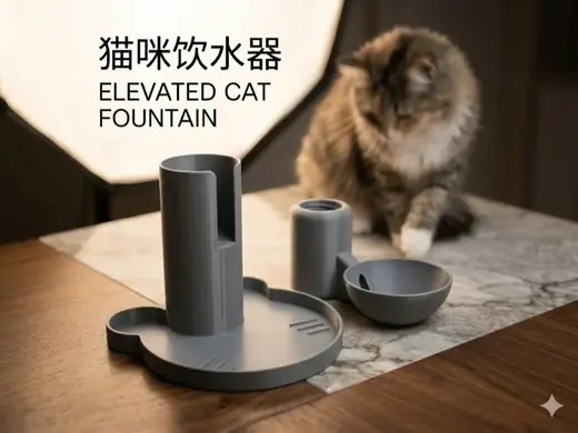 矿泉水瓶_猫咪饮水器_加高版_ELEVATED_CAT_WATER_FOUNDTAIN