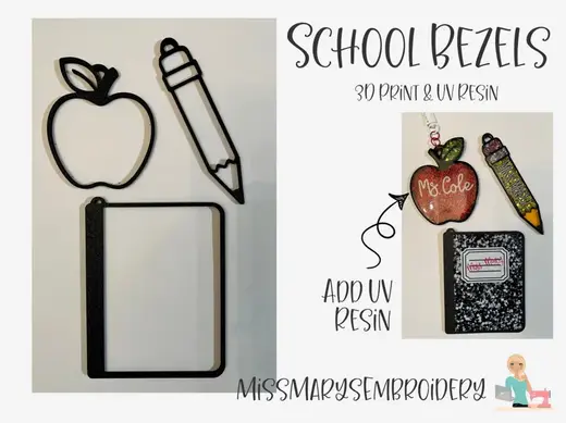 School Bezel Set – Apple, Pencil & Notebook