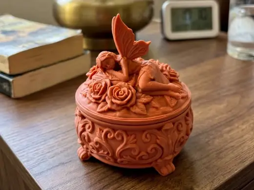 Sleeping Fairy Rose Jewelry Box Container with Lid