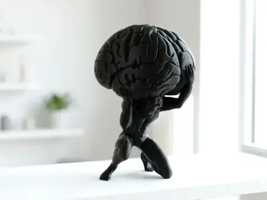 Atlas Brain Sculpture - Surreal Symbolic Art