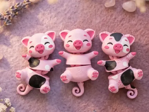 Cute Flexi Baby Pig - Articulated Toy & Keychain