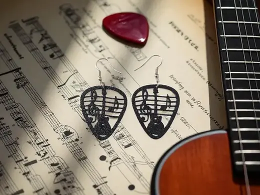 Musical plectrum earrings